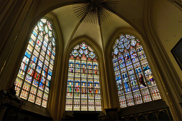 Stained-glass windows, Saint Salvator Cathedral, Bruges, Belgium