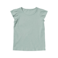 Girls dusty blue cotton blank t-shirt template front view on a transparent background