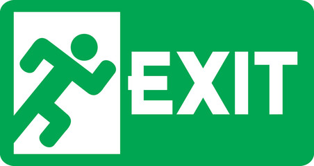 Green exit emergency sign with human figure png illustration - obrazy, fototapety, plakaty