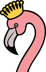 Flamingo head with crown png illustration