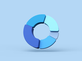 Pie chart for financial report, graph, presentation, brochure, web design. 3d render.