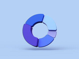 Pie chart for financial report, graph, presentation, brochure, web design. 3d render.
