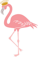 Flamingo bird with crown png illustration