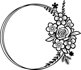 Floral frame wreath (monogram design) png illustration