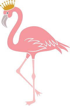 Flamingo bird with crown png illustration © tribalium81