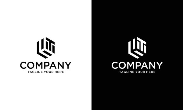 Modern HT logo design. hexagon geometric vector logotype on a black and white background.