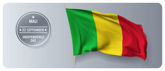 Mali independence day vector banner, greeting card