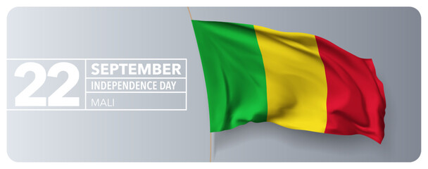 Mali happy independence day greeting card, banner vector illustration