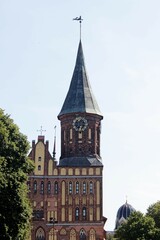 Fototapeta na wymiar Medieval building of the cathedral Russia city Kaliningrad August 11, 2021