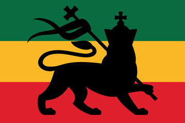 rastafarian flag with the lion of judah (reggae background) png illustration
