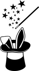 Magic Hat, Wand and Rabbit (Bunny) png illustration