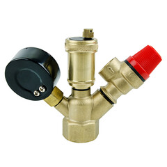 Boiler safety group - shut-off valve, pressure gauge