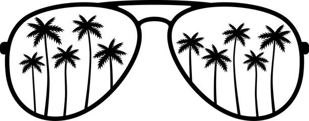 Palm Tree Aviator Sunglasses png illustration