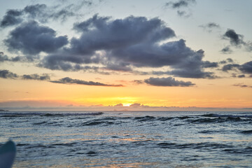 Beautiful seascape at the evening, sunrise over sea or ocean