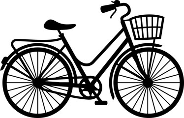 Retro bicycle black and white png illustration