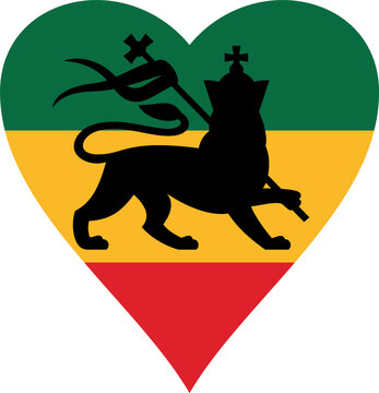 Rastafarian heart flag with the lion of Judah Png Illustration
