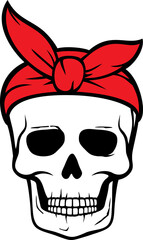 Human skull with bandana png illustration