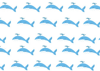 Naklejka premium Cute whale seamless pattern vector.