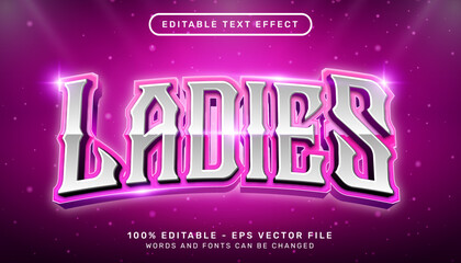 ladies light color 3d text effect and editable text effect