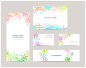 leaflet cover, card, business cards, banner design templates set (asterisk)