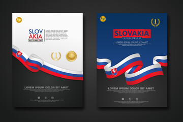 Set poster design Slovakia Constitution Day background template