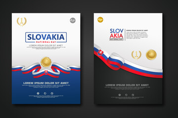 Obraz premium Set poster design Slovakia Constitution Day background template