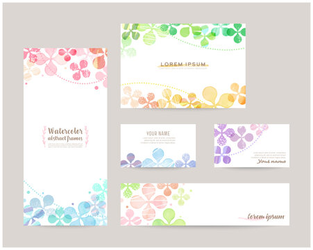 leaflet cover, card, business cards, banner design templates set (leaves)