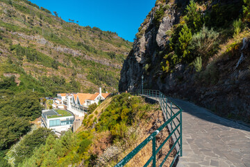 Trail at the Eira do Serrado viewpoint, Curral das Freiras, Madeira. Portugal