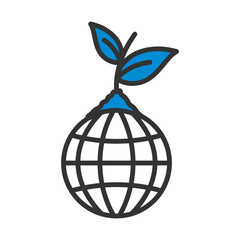 Planet With Sprout Icon