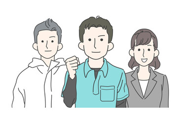 Fototapeta premium 頼れる社員・スタッフ一同 イメージイラスト 清掃業 特殊清掃 専門職