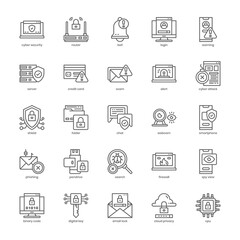 Cyber Security icon pack for your website design, logo, app, UI. Cyber Security icon outline design. Vector graphics illustration and editable stroke.