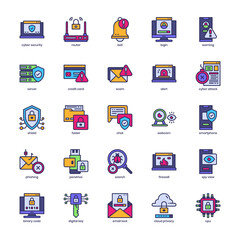 Cyber Security icon pack for your website design, logo, app, UI. Cyber Security icon outline design. Vector graphics illustration and editable stroke.