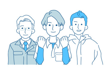 頼もしい社員・スタッフ一同　イメージイラスト　清掃業　特殊清掃　専門職