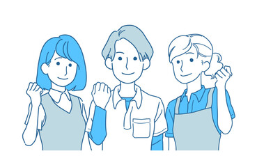 頼れる社員・スタッフ一同　イメージイラスト　女性スタッフのみ　女性だけ　女性専用