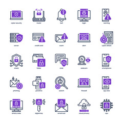Cyber Security icon pack for your website design, logo, app, UI. Cyber Security icon mix line and solid design. Vector graphics illustration and editable stroke.