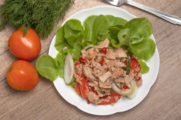 Spicy Tuna Salad in white plate