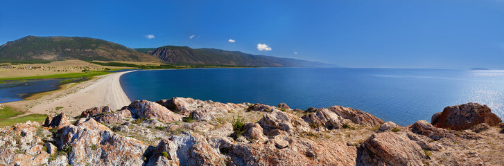 Lake Baikal on a sunny summer day. Panorama