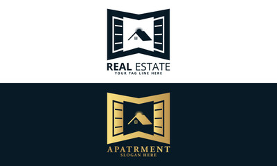 Real estate Logo Design, Icon pack, bundle Apartment  Golden Black Color  modern unique iconic Vector Iliustration  for Corporate business 