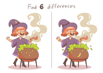 Child Game. Halloween game. Find the difference game.