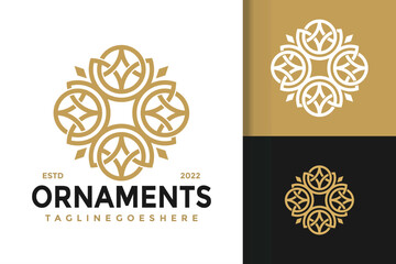 Ornament Lotus Flower Bloom Logo Design, brand identity logos vector, modern logo, Logo Designs Vector Illustration Template