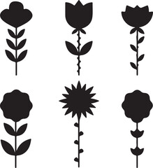 Set of cute flowers with branches naturals