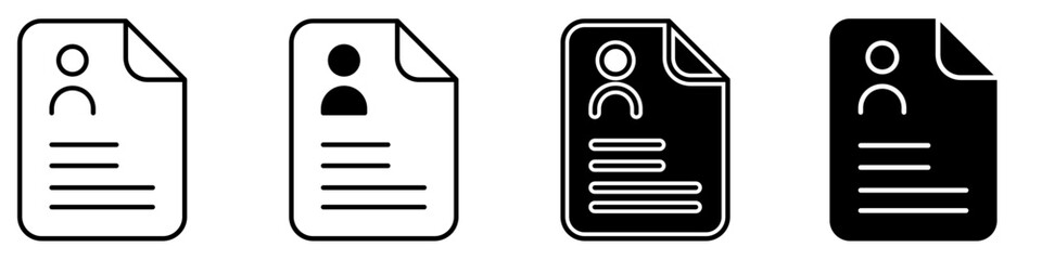 CV icon vector set. Resume illustration sign collection. user data symbol or logo.