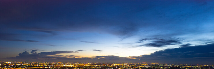 Fototapeta premium Panorama sky and cloud white and orange clouds,Beautiful sunset sky for Nature backgrounds. 
