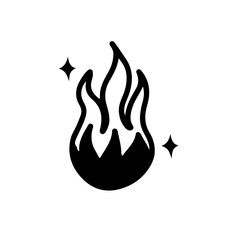 Line doodle black magic fire isolated on white background