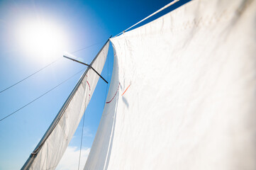 sailing boat details yacht on the sea 