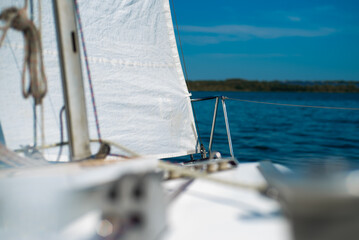 Fototapeta premium sailing boat details yacht on the sea 