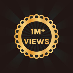 1 million views or 1m views celebration background design vector