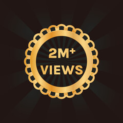 2 million views or 2m views celebration background design vector