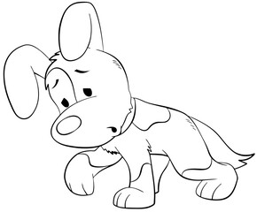 Sad dog. Element for coloring page. Cartoon style.
