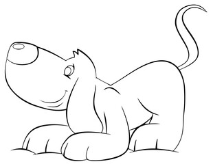 Dog. Element for coloring page. Cartoon style.